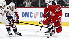 Filip Zadina (vpravo) z Detroitu se sna�í prosadit p�es Alexeje Protase s...