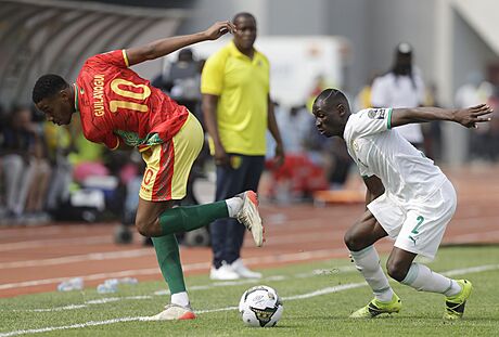 Morgan Guilavogui (vlevo) z Guiney a Saliou Ciss ze Senegalu v utkání Afrického...