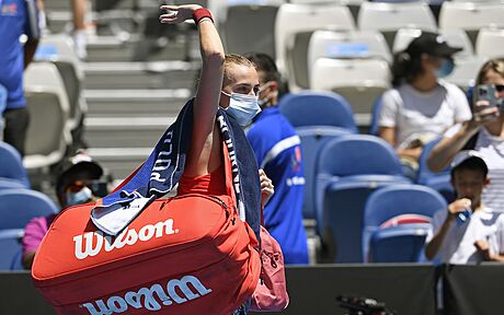 Petra Kvitová se louí s diváky po vyazení na Australian Open.