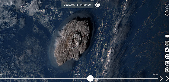 Satelitní zábr erupce podmoského vulkánu Hunga Tonga - Hunga Haapai. (15....