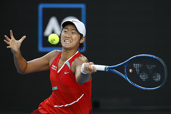 íanka Wangová v zápase druhého kola Australian Open s Barborou Krejíkovou.