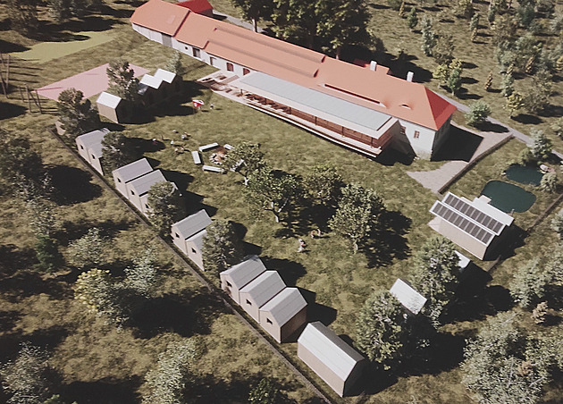 Vizualizace ukazuje pohled z výšky na to, jak by táborová základna Hájenka po...