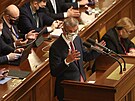 Expremiér Andrej Babi na schzi Poslanecké snmovny (13. ledna 2021)