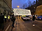 Zemdlci protestuj v Praze. (11. ledna 2022)