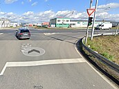 Řešená křižovatka u průmyslové zóny Řepov na silnici č. 16