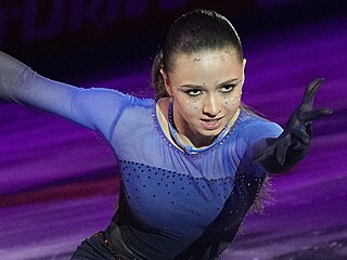 Kamila Valievová při exhibici po triumfu na ruském šampionátu