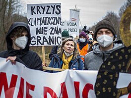 Demonstrace proti tb v dole Turów (15. ledna 2022)