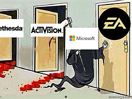 Memy k obí akvizici, v rámci ní Microsoft koupí Activision Blizzard
