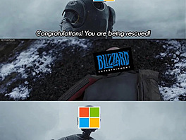 Memy k obí akvizici, v rámci ní Microsoft koupí Activision Blizzard