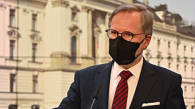 Pedseda vldy Petr Fiala na tiskov konferenci po jednn kabinetu. (19. ledna 2022)