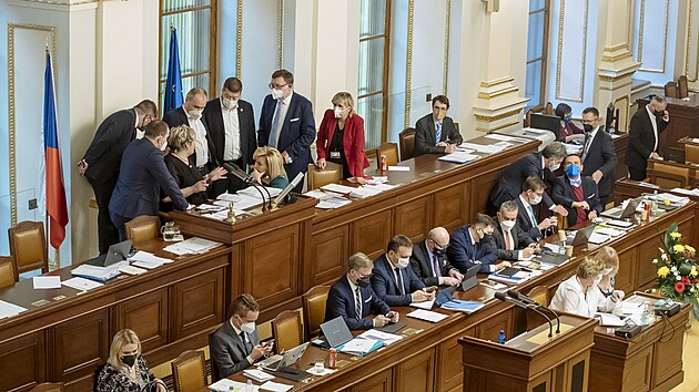 Hlasovn o dve jeho vld se uskuten 95 dn od jnovch voleb. Poslaneck snmovna Praha. (12. ledna 2022)