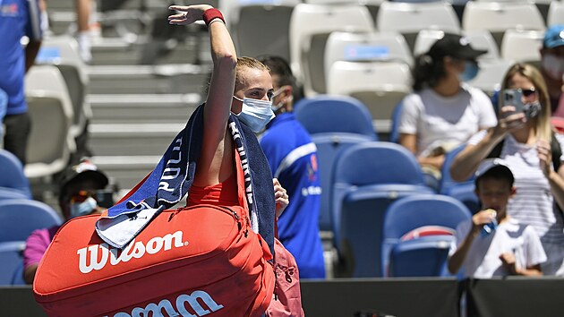 Petra Kvitová se loučí s diváky po vyřazení na Australian Open.