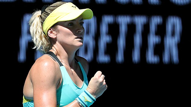 Tereza Martincov se povzbuzuje na Australian Open.
