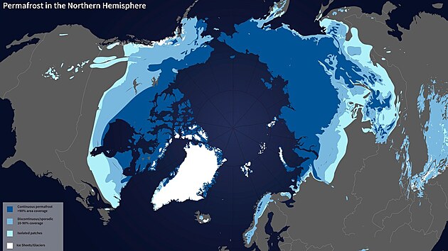 Mapa permafrostu na severn polokouli