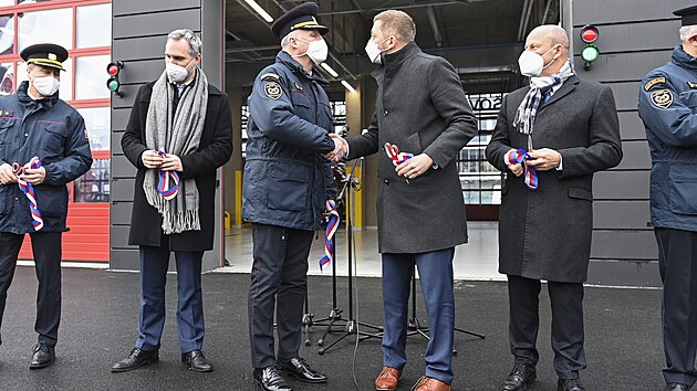 Slavnostn oteven nov hasisk stanice v Argentinsk ulici v Praze. (18. ledna 2022)