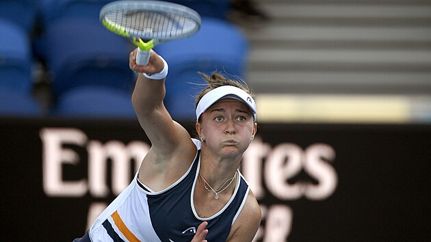 Barbora Krejkov bhem prvnho kola Australian Open.