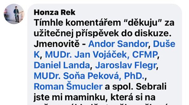 Koment Jana Reka na sociln sti