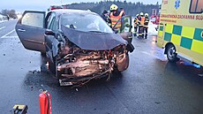 Dopravní nehoda na silnici I/6 u odbočky na Žlutice. (10. ledna 2022)
