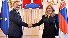 Premiér Petr Fiala (ODS) se v Bratislavě setkal se slovenskou prezidentkou...