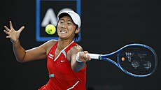 �í�anka Wangová v zápase druhého kola Australian Open s Barborou Krej�íkovou.