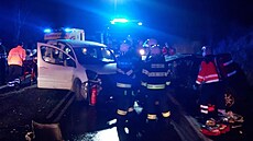 Nehoda u Příbrami, při které se zranilo sedm lidí. (12. ledna 2022)
