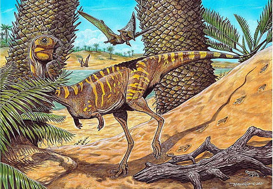 Podivný býloravý teropod druhu Berthasaura leopoldinae, obývající jiní...