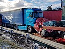 Hromadn nehoda nkolik destek aut na D5 u ebrku (20. ledna 2022)