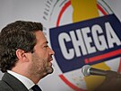 Lídr krajn pravicové strany Chega André Ventura pi kampani ped parlamentními...