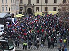 Odprci pandemického zákona protestují v Praze. (25. ledna 2022)