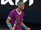 panl Rafael Nadal slaví postup do semifinále Australian Open.