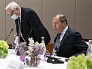 Ruský ministr zahranií Sergej Lavrov na jednání v enev. (21. ledna 2022)