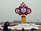 Olympijská výzdoba na proslulém námsti Nebeského klidu v Pekingu