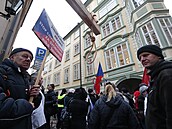Odpůrci pandemického zákona protestují v Praze. (25. ledna 2022)