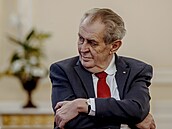 Prezident Miloš Zeman s dcerou Kateřinou také na Hradě předal dar v podobě šeku...