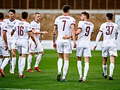 Sparťané se radují z gólu   přípravném utkání proti Lokomotivu Moskva na...