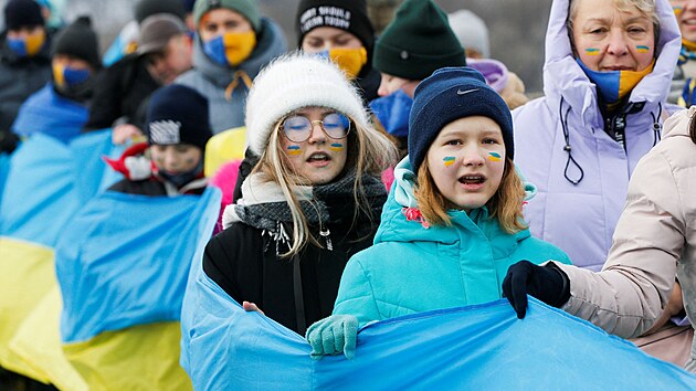 Oslavy ukrajinského Dne národní jednoty v Kyjev (22. ledna 2022)