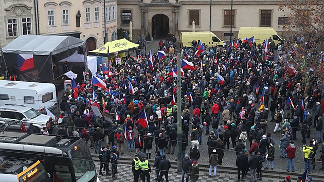 Odprci pandemickho zkona protestuj v Praze. (25. ledna 2022)