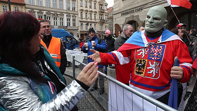 Odpůrci pandemického zákona protestují v Praze. (25. ledna 2022)