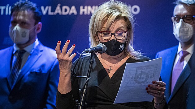 Alena Schillerov promluvila na tiskov konferenci k prvnmu jednn stnov vldy hnut ANO (20. ledna 2022)