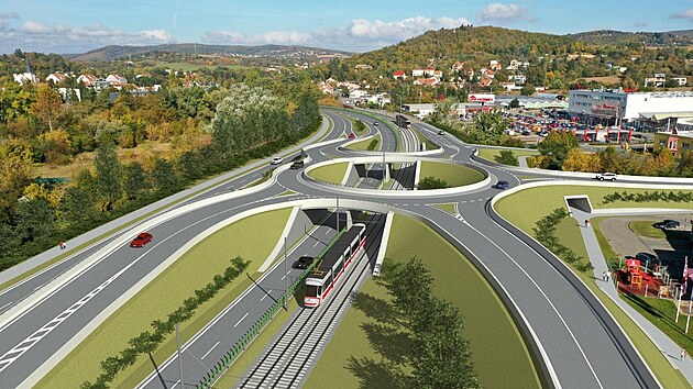 Dlouhodobě zcela nevyhovující dopravní situaci u Uni Hobby v Brně-Bystrci má vyřešit nová mimoúrovňová křižovatka.