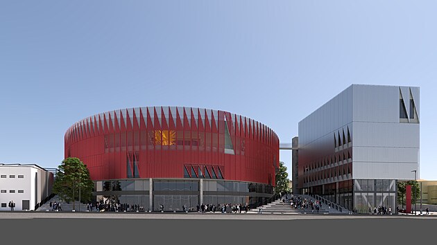Takto má podle nových vizualizací vypadat budoucí Horácká aréna. Na obrázku je pohled z ulice Tolstého.