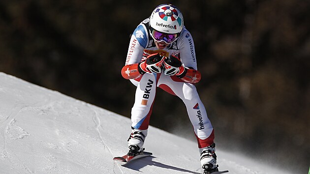 Michelle Gisinová v superobřím slalomu v Cortině d'Ampezzo.