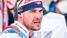 Michal Krčmář v cíli hromadného závodu v Anterselvě