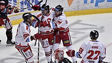 Utkání 57. kola hokejové extraligy: HC Oceláři Třinec - HC Olomouc. Hokejisté...
