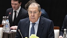 Ruský ministr zahranií Sergej Lavrov na jednání v enev. (21. ledna 2022)