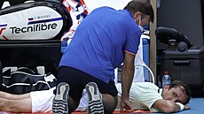 Daniil Medvedv v zápase tvrtého kola Australian Open proti Amerianovi Maximu...