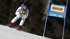 Ester Ledecká v superob�ím slalomu v Cortin� d'Ampezzo.