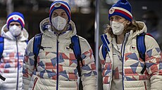 etí hokejisté ped odletem na olympijské hry.