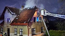 Zásah hasi pi poáru v obci Líný (15. ledna 2022)