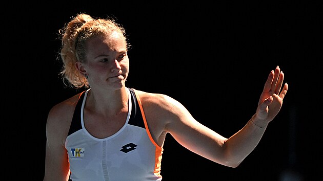 Kateina Siniakov bhem finle tyhry na Australian Open.